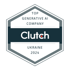 Clutch Top Generative AI Company in Ukraine 2024 award badge