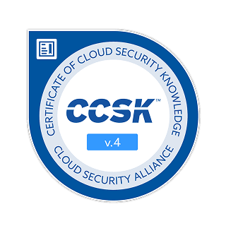 CCSK v4 Certificate of Cloud Security Knowledge certification badge by Cloud Security Alliance