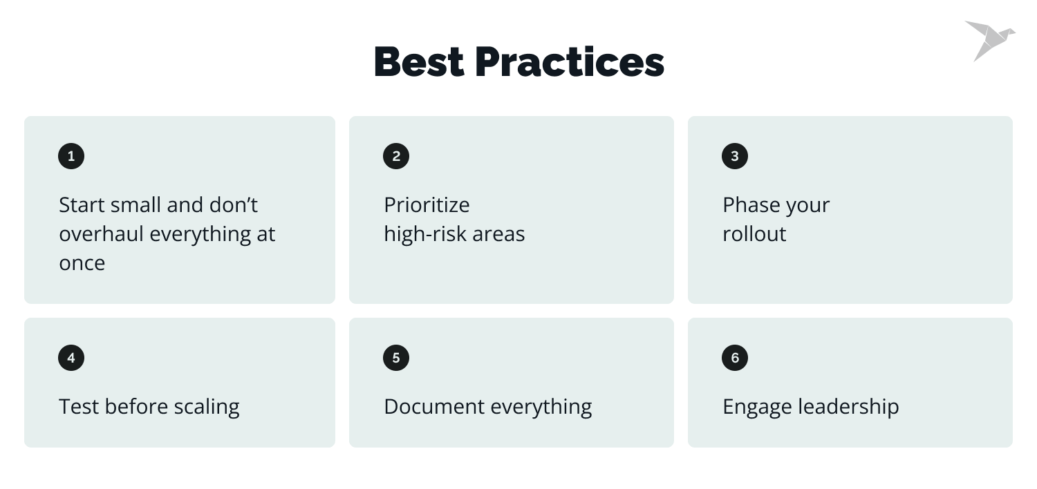 best practices for security framework implementation