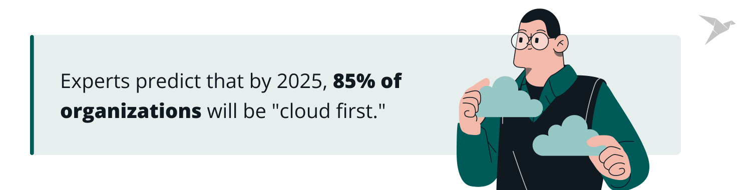 Experts predict that by 2025, 85% of organizations will be "cloud first."